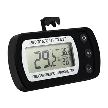 Digital Freezer Room Thermometer Large LCD Waterproof Refrigerator Thermometer Magnetic Back& Hook for Kitchen Home Restaurant (black)