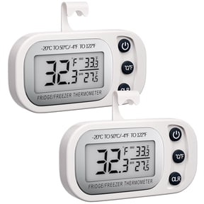 Asoricing Digital Frigerator Thermometer 2 Pack, Thermometer Refrigerator with Large LCD Screen, Stand and Magnetic Back, for Room,Kitchen(White)