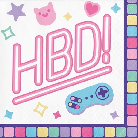 Digital Game Birthday Paper Beverage Napkins 16 Per Pack