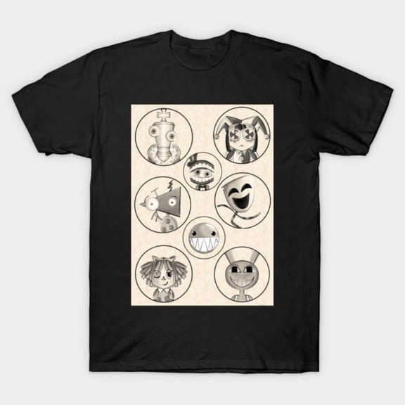 Digital Gang Full Cast Group Photo Cartoon Grid Pattern Unisex T-Shirt, up to size 3XL.