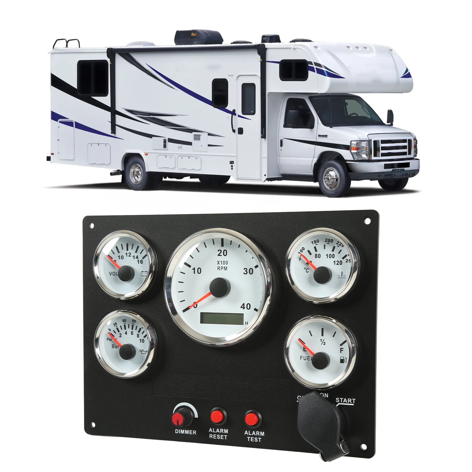 Digital Gauge Cluster Set, Boat Instrument Panel 4000RPM Tachometer