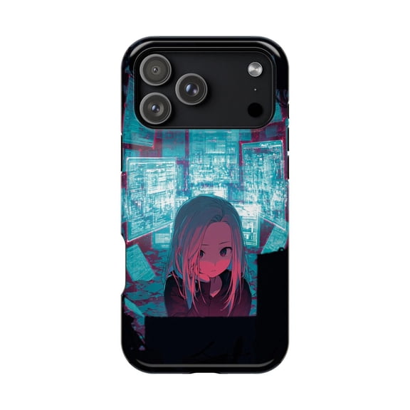 Digital Girl Coding Hacker Anime Cyberpunk Network Terminal Case form with iPhone 17 to 11 Pro Max Z00256