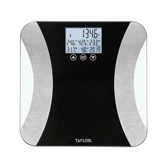Digital Glass Body Composition Scale - Measures Body Fat, Water, Muscle Mass - Athlete Mode, 8-User Recognition, 500 lb Capacity, Black