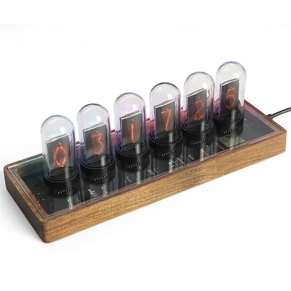 Digital Glow Nixie Tube Clock Editable Display Pictures Modern Nixie Clock IPS Desktop Clock Multifunction Electronic
