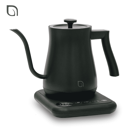 Willow Kitchen 1L Gooseneck Electric Kettle for Pour Over Coffee & Tea, Temperature Control & Automatic Shutoff, Rapid Boil Hot Water Kettle Pot, Black
