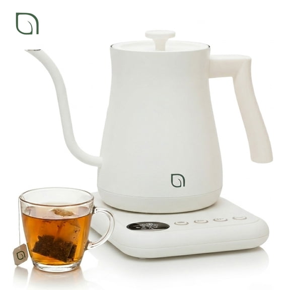 Willow Kitchen 1L Gooseneck Electric Kettle for Pour Over Coffee & Tea, Temperature Control & Automatic Shutoff, Rapid Boil Hot Water Kettle Pot, White