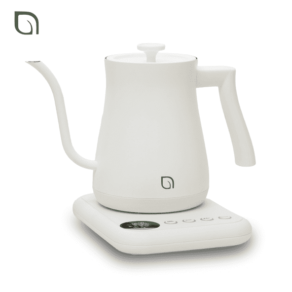 Willow Kitchen 1L Gooseneck Electric Kettle for Pour Over Coffee & Tea, Temperature Control & Automatic Shutoff, Rapid Boil Hot Water Kettle Pot, White