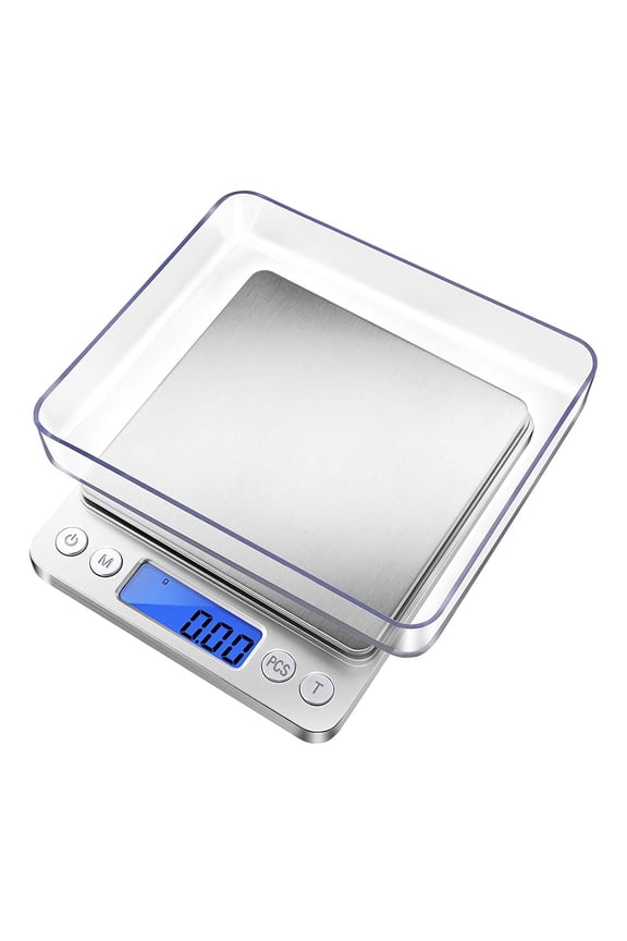 Digital Gram Scale with 2 Trays, 2000g/ 0.1g Small Jewelry Scale, 9 Units Gram Scales Digital Weight Gram and Oz, Tare Function, Digital Herb Scale for Food
