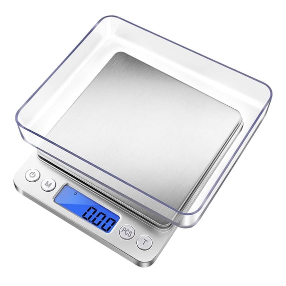 Digital Gram Scale 2000g x 0.1g Precision, Digital Mini Pocket Size Portable Scale with Nine Units, LCD Display Stainless Steel Platform for Weighing Jewelry Cooking Baking