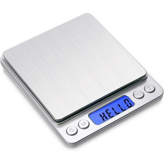 Digital Gram Scale 500g 0.01g Food Scale High Precision Kitchen Scale Multifunctional Stainless Steel Pocket Scale with Back-Lit LCD Display Tare PCS Features Silver