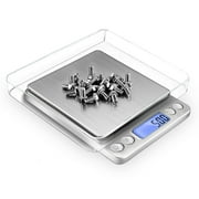 Digital Gram Scale 500g 0.1g Food Scale, High Accuracy Kitchen Scale, Multifunctional Stainless Steel Mini Pocket Scale with LCD Display Tare Features, Silver