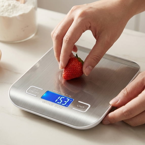 Digital Gram Scale, Precision Scale, 11 in X 8 In, Stainless Steel, Weighing Scale For, Baking, Silver Finish, 1 Pc