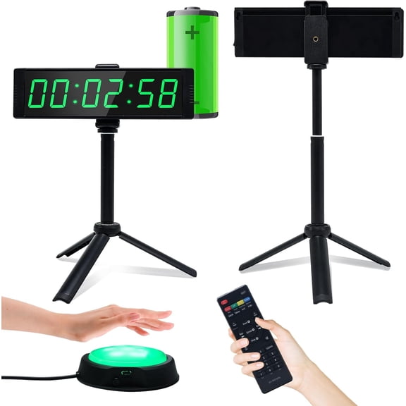 Digital Fitness Timer Clock with Large Stopwatch, Countdown, 12/24H Display, and Stand for Home Gym