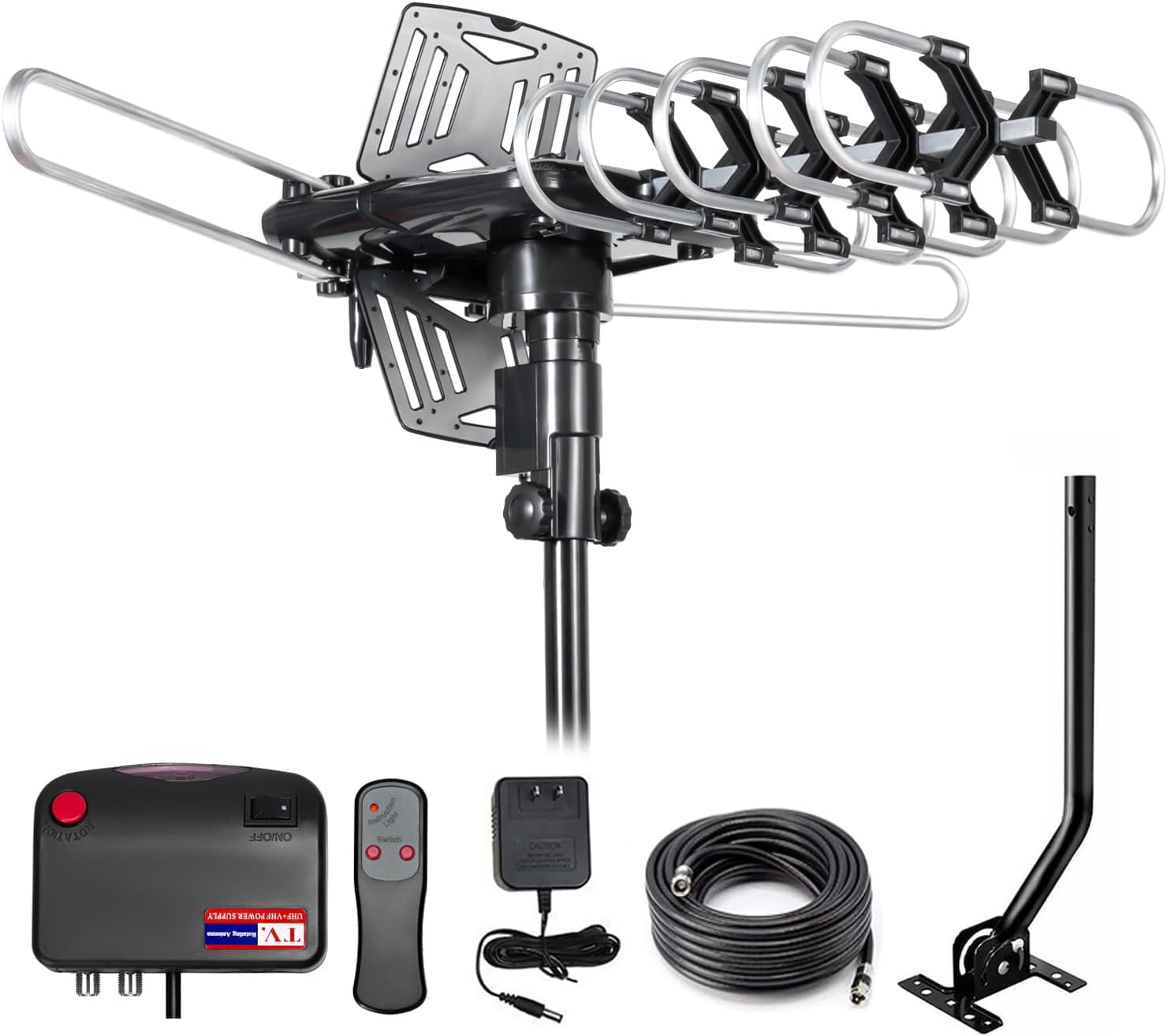 Digital HD TV Antenna Outdoor,Long Range with UHF/VHF, 360° Motorized ...