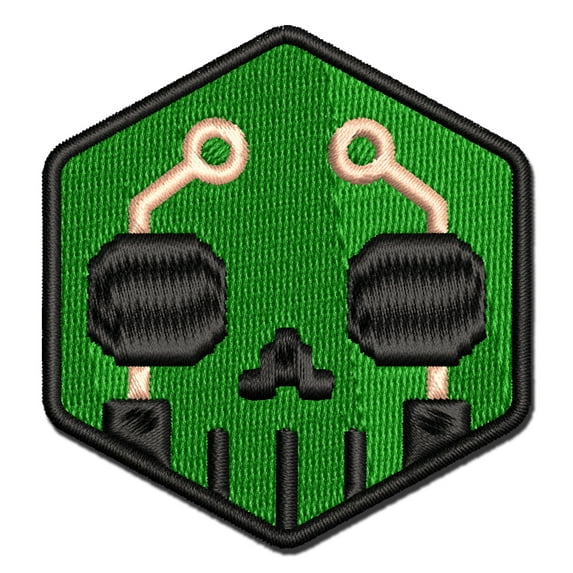 Digital Hacker Skull Computer Gamer Applique Multi-Color Embroidered Hook & Loop Patch - 2.5 Inch Small