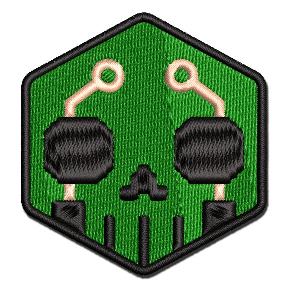 Digital Hacker Skull Computer Gamer Applique Multi-Color Embroidered Iron-On Patch - 3.5 Inch Large