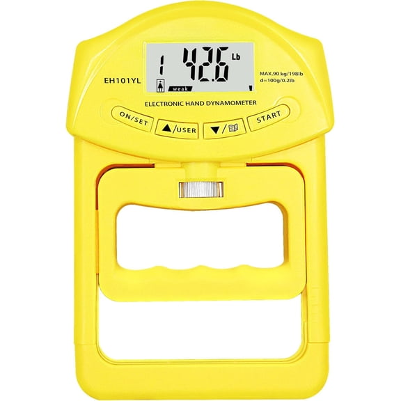 Digital Hand Dynamometer Grip Strength Measurement Meter Auto Capturing Hand Grip Power 198Lbs / 90Kgs