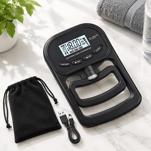 Digital Hand Dynamometer Grip Strength Tester, 396lb/180kg Rechargeable Exerciser Meter with LCD Display