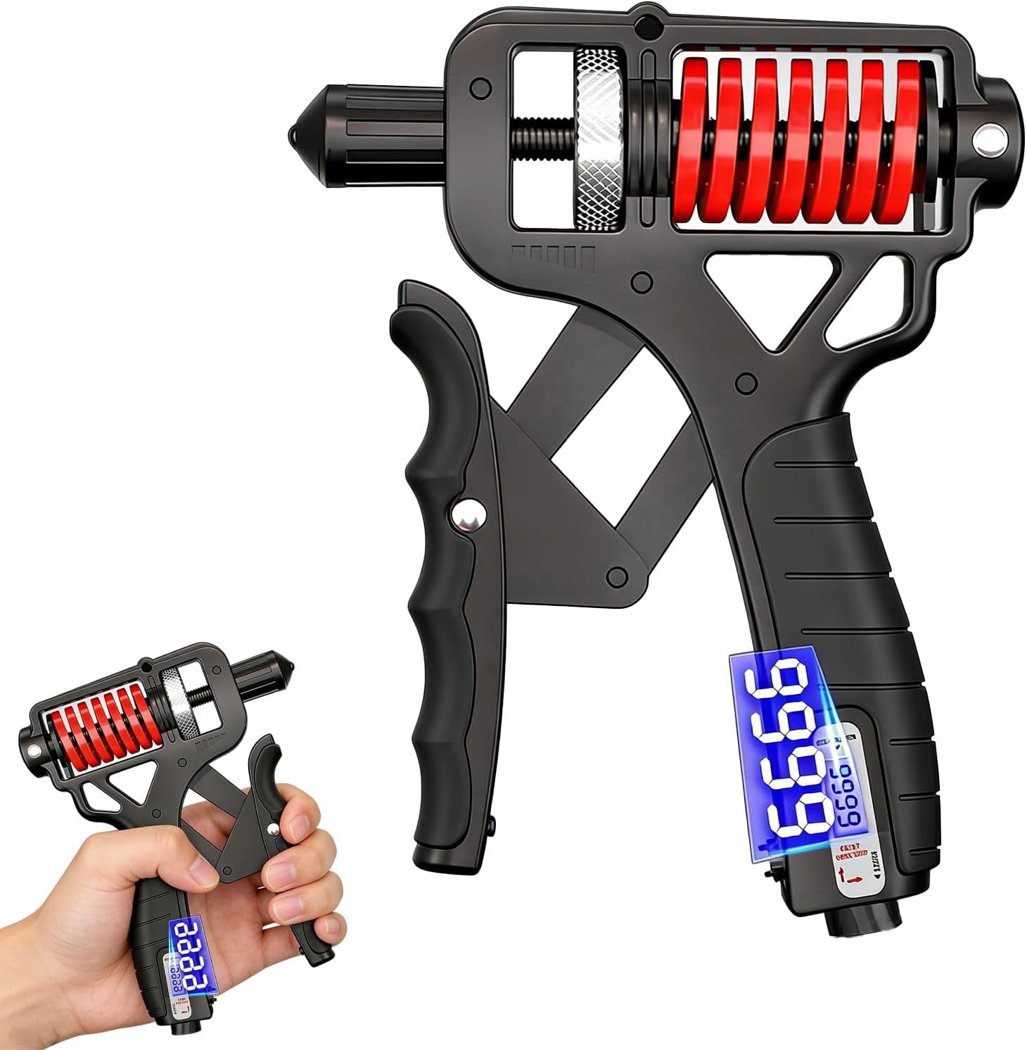 Digital Hand Grip Strengthener – Adjustable 11-364 Lbs Resistance, Electronic Counter, Non-Slip Handle for Finger & Forearm Exercise, Grip Trainer (RL Black, 1 PC)