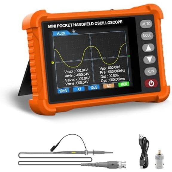 Digital Handheld Oscillograph with Probe Kit, Portable Lab Automotive Oscilloscopes with 2.8 Inch TFT Screen, 500kHz Bandwidth, 2.5MS/s Sampling Rate, 3 Trigger Function, USB Rechargeable$$Electrical