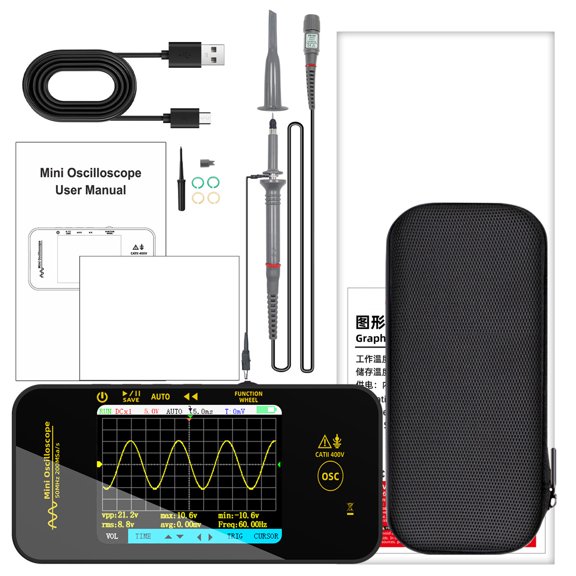 Digital Handheld Oscilloscope 1 Channels USB Portable Oscilloscope 200Msps Sampling Rate 3.2Inch Screen