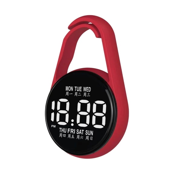 Digital Hanging Clock, Waterproof Glow in The Dark Digital Watch, Portable Red Clip on Clock for Students, Everyday Use and Gym Lockers, Single Pack