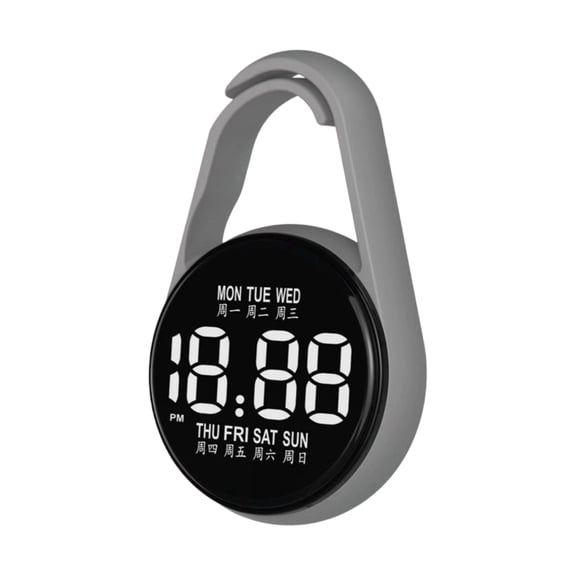 Digital Hanging Pocket Watch for Students, Water Resistant Night Glow Digital Clip Watch for School Sports, Grey, Single Pack