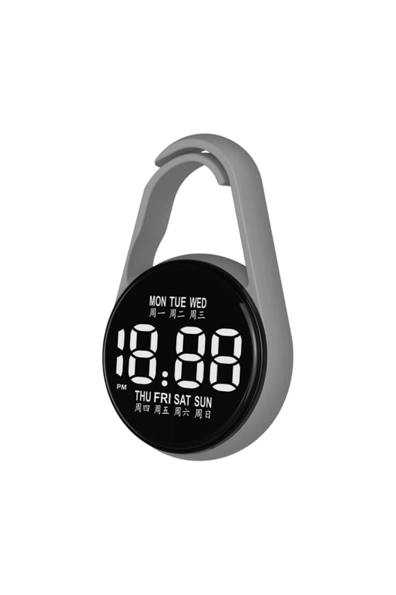 Digital Hanging Pocket Watch for Students, Water Resistant Night Glow Digital Clip Watch for School Sports, Grey, Single Pack