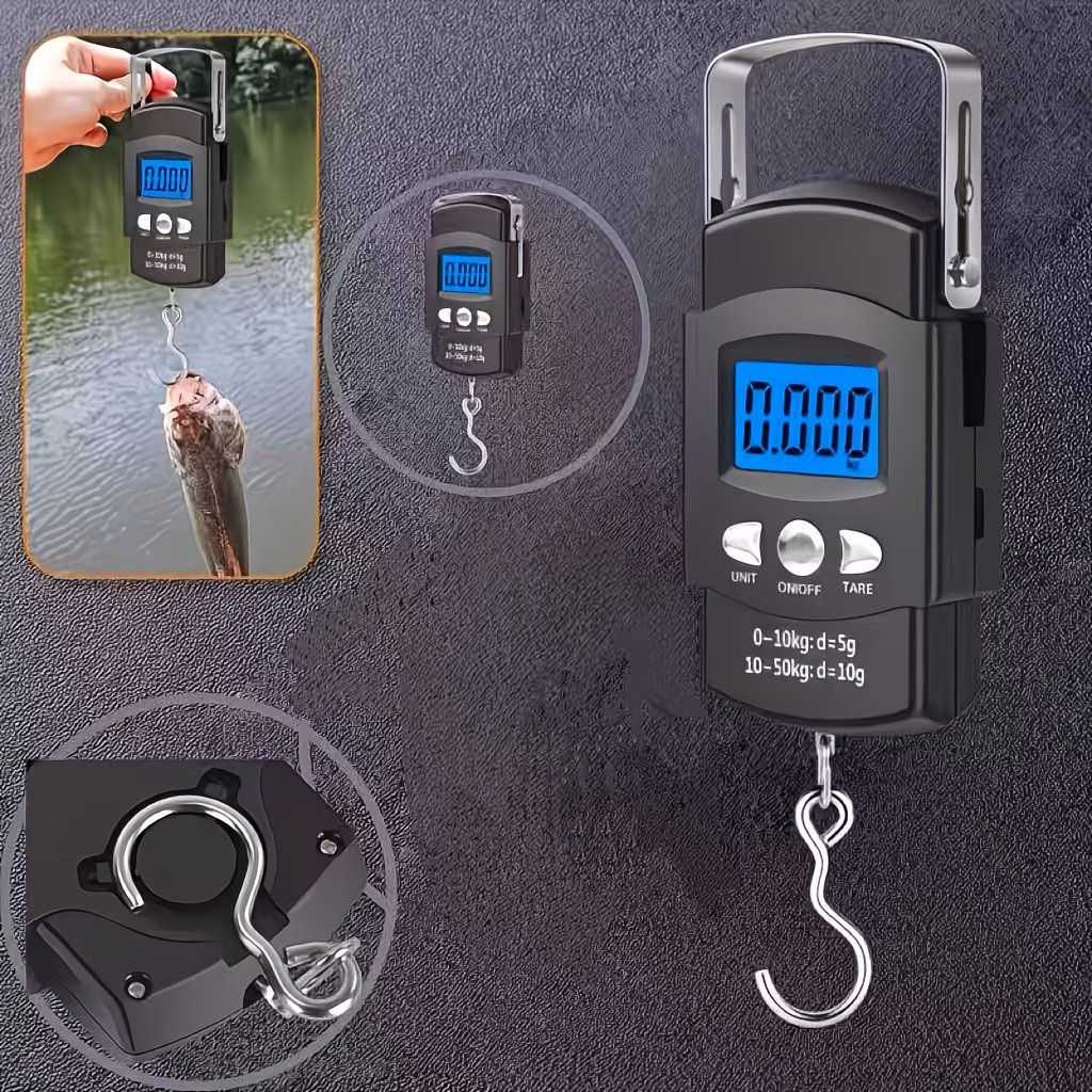 Digital Hanging Scale 110lb/50kg with 0.1lb Precision, Backlit LCD & Tare Function, ABS Hook Scale with 1M Tape Measure, Luggage Fishing Cargo Weighing, Holiday Gift (Father's Day), Without Battery