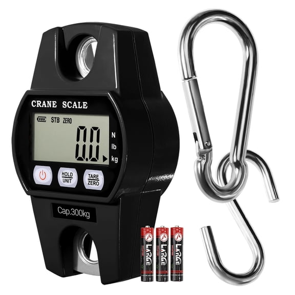 Digital Hanging Scale 660 Lb 300 Kg Hanging Digital Scale, Handheld Mini Crane Scale with Hooks for Farm Hunting Fishing Outdoor