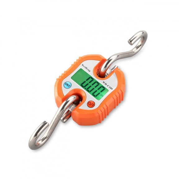 Digital Hanging Scales 300 lb 150 kg Mini Crane Scale Portable Heavy Duty Scales 2 AAA Batteries(Not Included) (Orange)