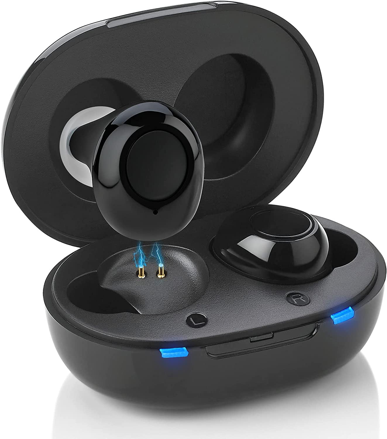 Digital Hearing Amplifier - Next Generation In the Ear Personal Sound Device w/Noise Reduction - Rechargeable ITE 2 Piece Set, Portable Charging Case Sound Assist for Adults and Seniors, Black