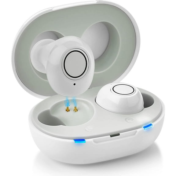 Digital Hearing Amplifier - Next Generation in The Ear Personal Sound Device w/Noise Reduction - Rechargeable ITE 2 Piece Set, Portable Charging Case Sound Assist for Adults and Seniors, White