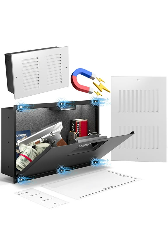 Digital Hidden Wall Mount Safe With Air Vent Cover, Magnetic Small Wall Safes Between The Studs 16" Center For Home Closet