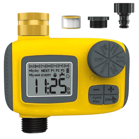 Brass Hose Water Timer, Programmable Sprinkler Timer with Rain Delay/Automatic/Manual, Drip Irrigation System for Outdoor Garden, Lawn, 1 Outlet