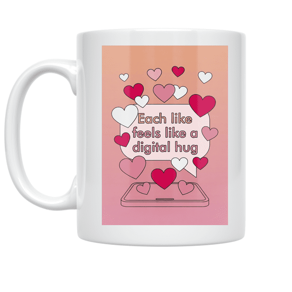 Digital Hug Connection - Social Media Enthusiast - 11 oz Ceramic Coffee Mug