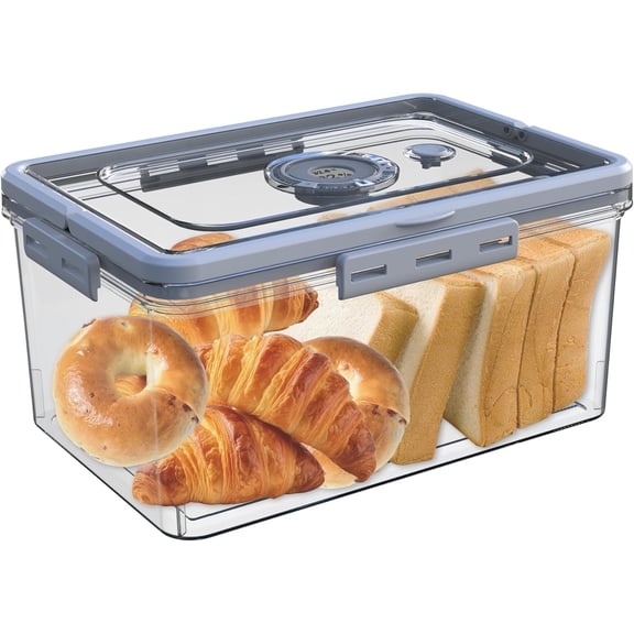 Digital Hygrometer Bread Box with Lid, Airtight Storage Container for Homemade Bread and Toast, Kitchen Counter Organizer