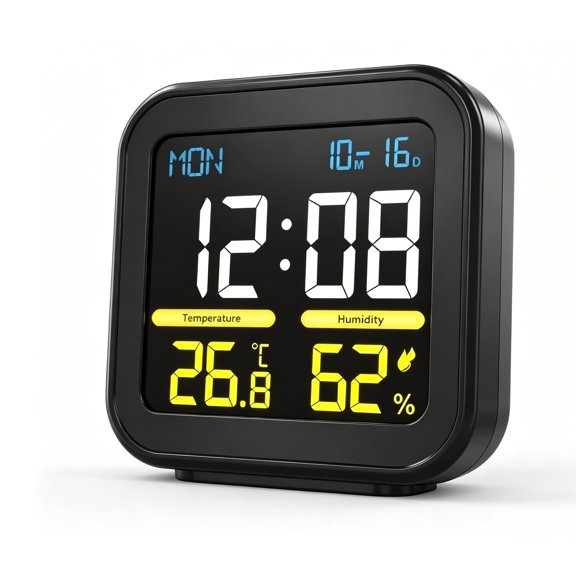 DAYBETTER Digital Indoor Thermometer Hygrometer with Clear LCD Backlight, Alarm Clock with Snooze, Date & Week, Max & Min Temp Humidity Memory for Bedroom Home Office