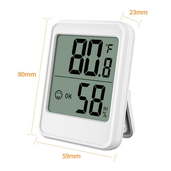Digital Hygrometer Room Thermometer Indoor Electronic Temperature Humidity White Smile Home