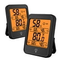 thumbnail image 1 of Digital Hygrometer Thermometer, 2 Pack Indoor Thermometer Room Thermometer Hygrometer Humidity Meter Temperature Humidity Monitor with Backlight, Large LCD Display, Black, COOSERRY, 1 of 7