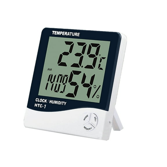 Digital Hygrometer Thermometer Indoor Temperature Monitor Humidity Gauge Large LCD Weather Station Alarm Clock with Calendar Hourly Reminder and Max Min Memory HTC-1