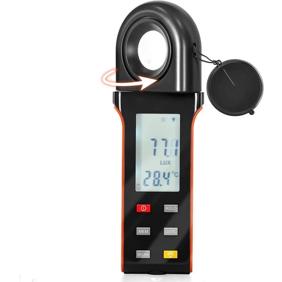 Digital Illuminance Light Meter, 400,000 Lux/FC Illuminance Tester With 270 Rotating Sensor, Data Logging, For Indoor Plants