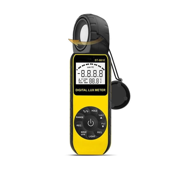 Digital Illuminance Meter 881E High-precision Light Meter Illuminance Brightness Test Light Meter Photometer 300,000 Lux ,Wide Measurement Range