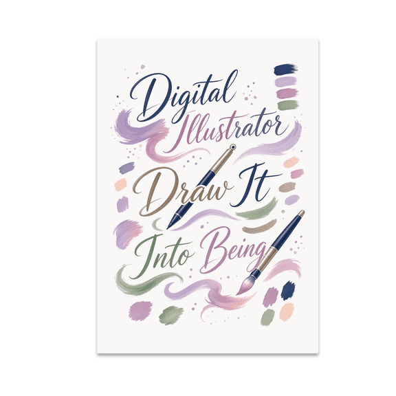 Digital Illustrator Draw It Into Being Wall Art - Digital Artist - 13x19 Poster Print