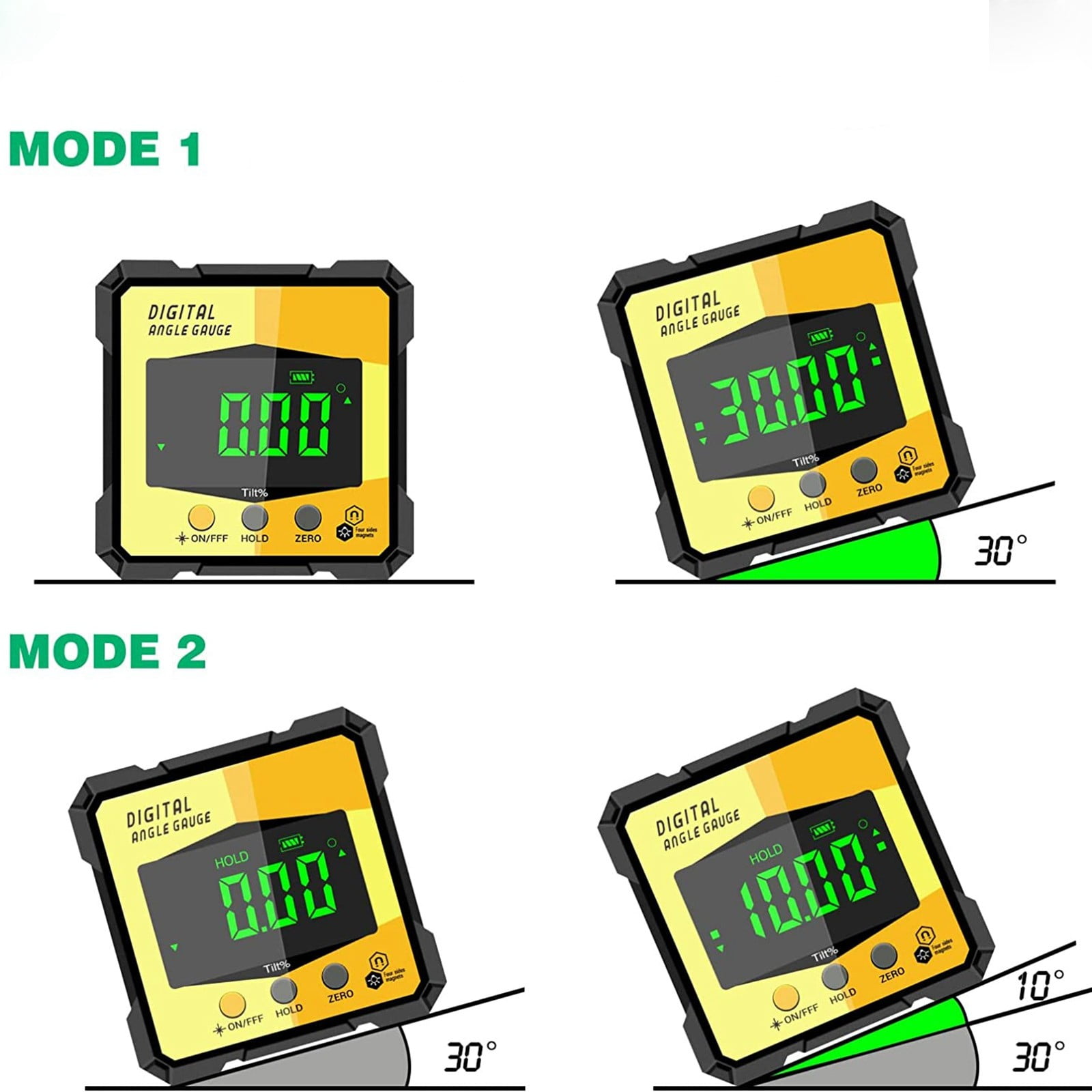 Inclined Ramp Ruler Digital Inclinometer - ±0.1° Precision, LCD Display & Base - Angle ...