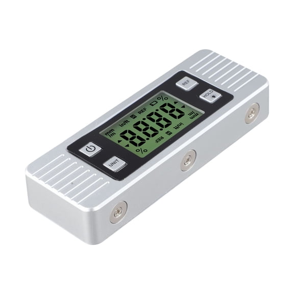 Digital Inclinometer With LCD Backlight, Magnetic Angle Finder Protractor For Relative And Absolute Measurement, Data Lock Function, Portable Surveying Tool For Industrial Use, Silver