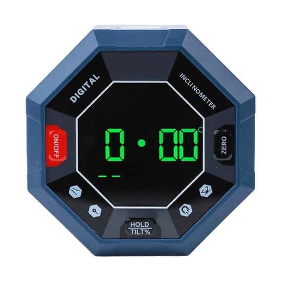Digital Inclinometer With Magnetic Base, High Precision 0.05° Tilt Gauge, Four-Sided Octagonal Level For Construction And Surveying, Large LCD Display With Backlight(Green)