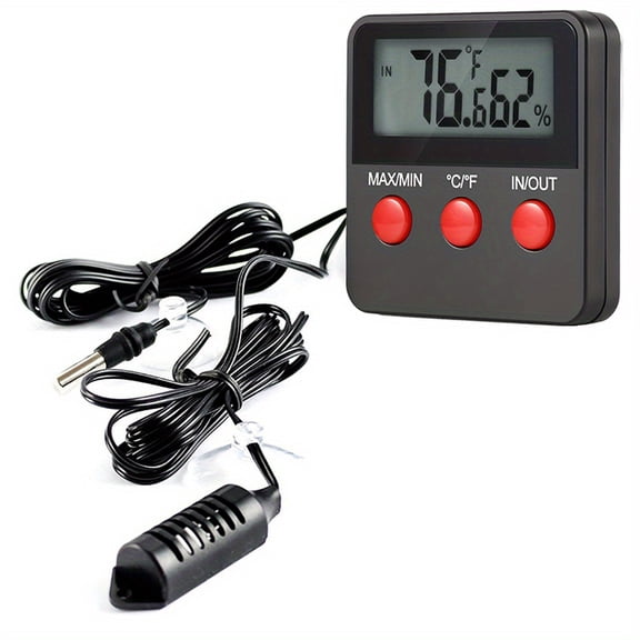 Digital Incubator Thermohygrometer with LCD Display, Battery Powered Plastic Hatching Egg Sensor, Outdoor Pet Temperature and Humidity Meter