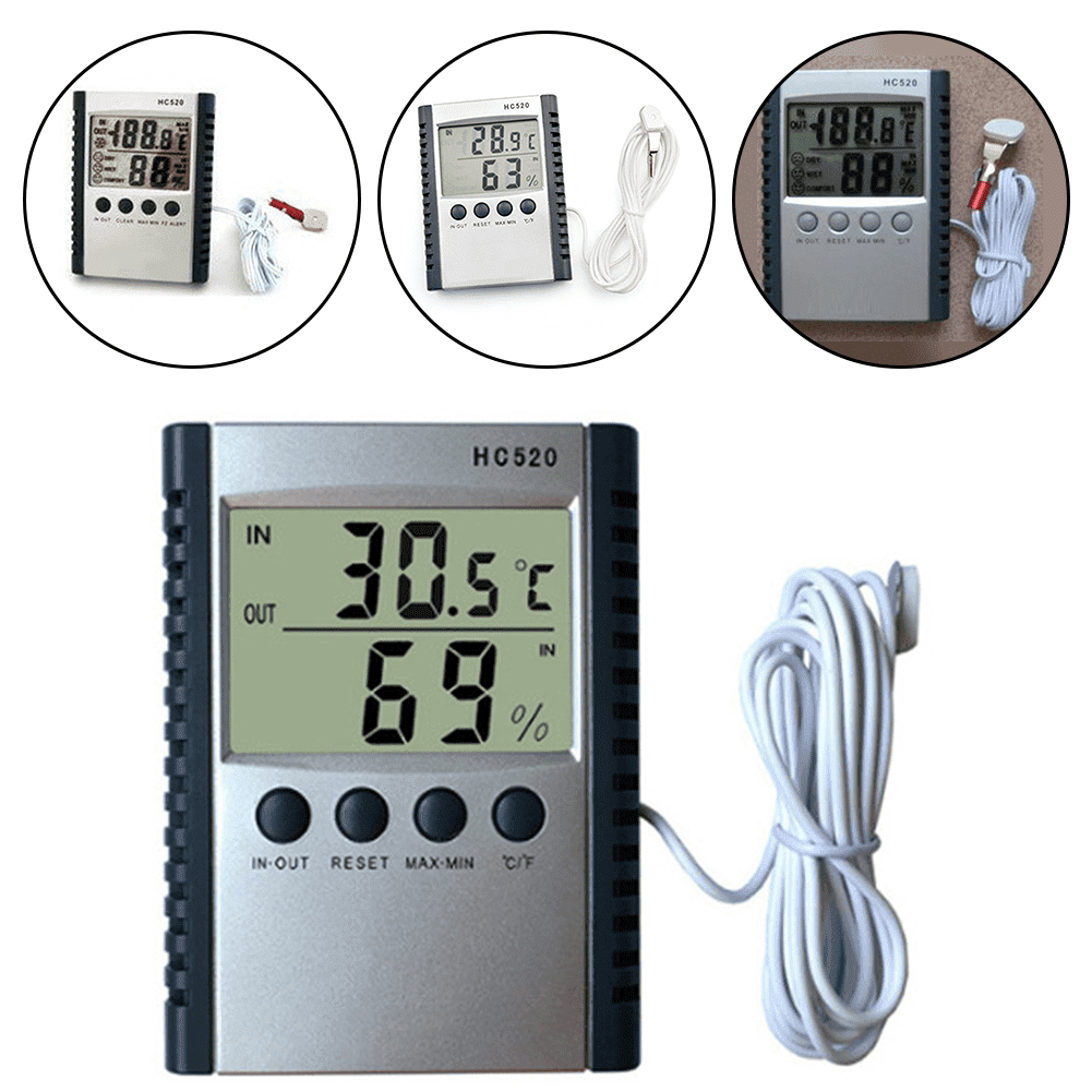 Digital Indoor Outdoor Wall Mount Monitor Sensor LCD Temperature ...