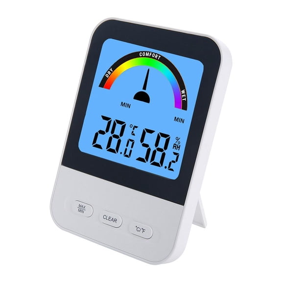 Digital Indoor Thermometer Hygrometer for Backlight Display, Temperature 0-50C / 32-122F, Humidity 10-99, Memory Function and Weather for Home Kitchen Bedroom Office Use - White